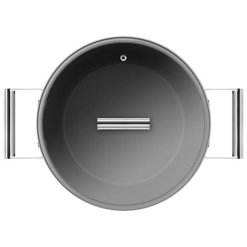 Casserole de 10 po en aluminium avec couvercle en verre de Smeg - Rouge mat