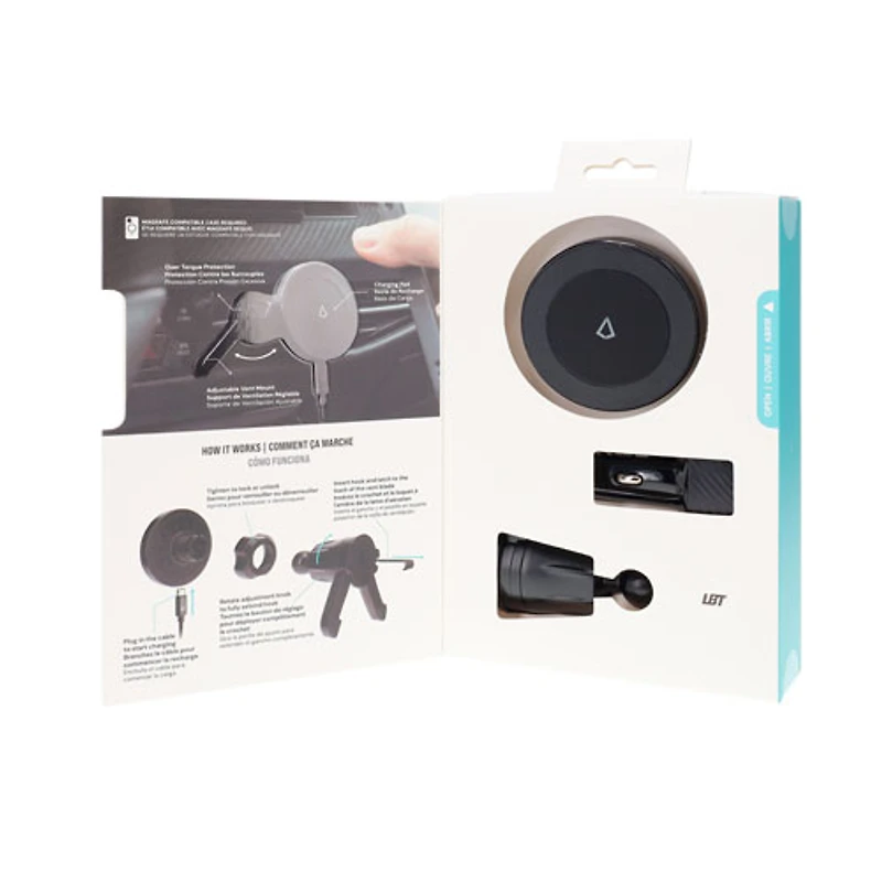 LBT Mag Stream Auto 15W Wireless Car Charger with Mount - Black
