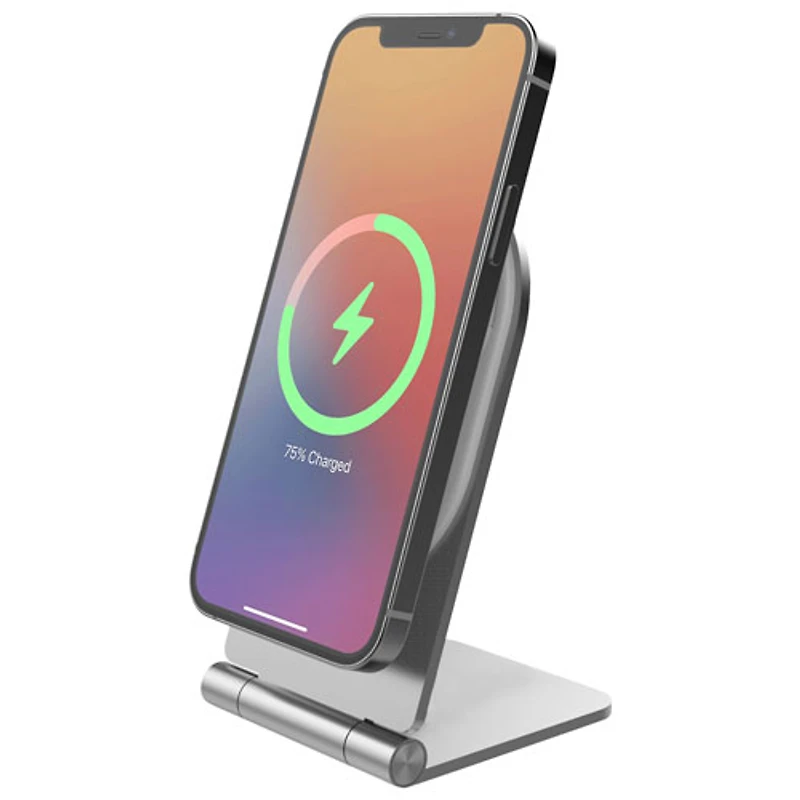 Support de chargement sans fil de 15 W Mag Stream MagSafe de LBT avec chargeur mural PD de 20 W - Argenté