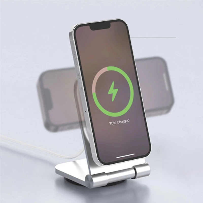 Support de chargement sans fil de 15 W Mag Stream MagSafe de LBT avec chargeur mural PD de 20 W - Argenté