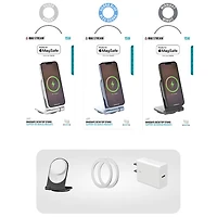 Support de chargement sans fil de 15 W Mag Stream MagSafe de LBT avec chargeur mural PD de 20 W - Argenté