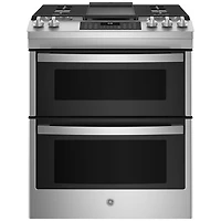 GE 30" 6.7 Cu. Ft. Double Oven 5-Burner Slide-In Gas Range (JCGSS86SPSS) - Stainless Steel
