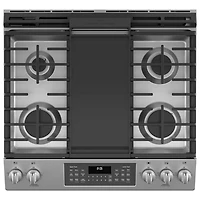 GE 30" 6.7 Cu. Ft. Double Oven 5-Burner Slide-In Gas Range (JCGSS86SPSS) - Stainless Steel