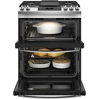 GE 30" 6.7 Cu. Ft. Double Oven 5-Burner Slide-In Gas Range (JCGSS86SPSS) - Stainless Steel