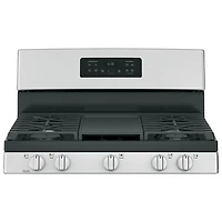 Cuisinière au gaz autonome à 5 brûleurs 5,0 pi³ 30 po de GE (JCGBS66SEKSS) - Acier inoxydable