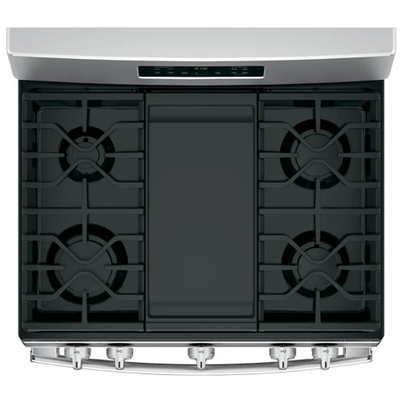 Cuisinière au gaz autonome à 5 brûleurs 5,0 pi³ 30 po de GE (JCGBS66SEKSS) - Acier inoxydable