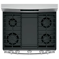 Cuisinière au gaz autonome à 5 brûleurs 5,0 pi³ 30 po de GE (JCGBS66SEKSS) - Acier inoxydable