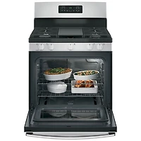 Cuisinière au gaz autonome à 5 brûleurs 5,0 pi³ 30 po de GE (JCGBS66SEKSS) - Acier inoxydable