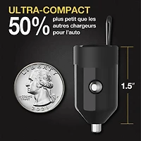 Mini chargeur pour l'auto PowerVolt 3.0 PowerVolt 30 W de Scosche - Noir