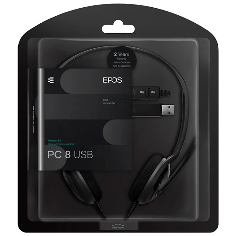 Casque stéréo USB PC 8 d'EPOS - Noir