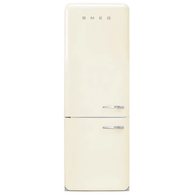Smeg 50's Style 28" 18 Cu. Ft. Bottom Freezer Refrigerator with Ice Dispenser (FAB38ULCR) - Cream