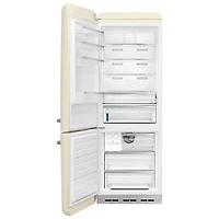 Smeg 50's Style 28" 18 Cu. Ft. Bottom Freezer Refrigerator with Ice Dispenser (FAB38ULCR) - Cream
