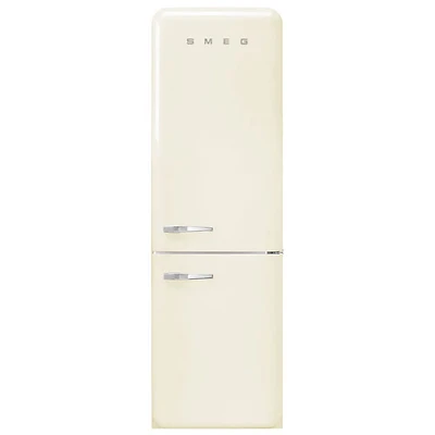 Smeg 50's Style 24" 12.9 Cu. Ft. Bottom Freezer Refrigerator with LED Lighting (FAB32URCR3) - Cream