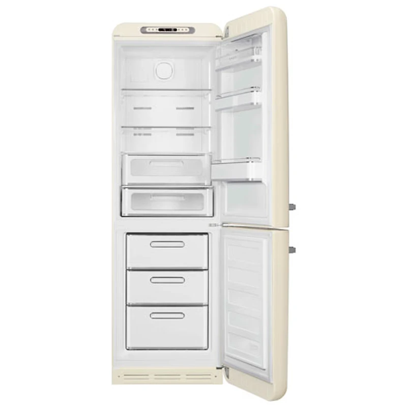 Réfrigérateur à congélateur inférieur de 12,9 pi³ 24 po à éclairage DEL Années 50 de Smeg (FAB32UROR3) - Crème