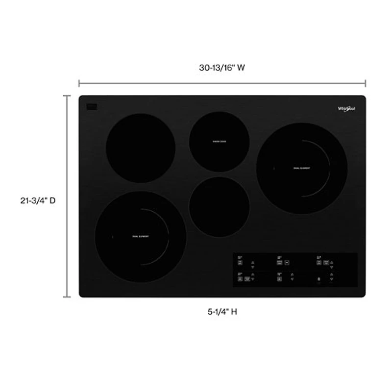 Surface de cuisson électrique de 30 po à 5 éléments de Whirlpool (WCE97US0KB) - Noir