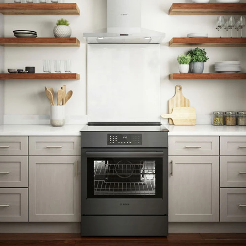 Bosch 30" 4.6 Cu. Ft. True Convection Slide-In Induction Range (HII8047C) - Black Stainless