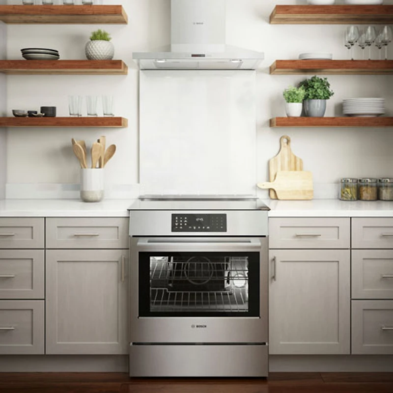 Cuisinière à induction encastrable et convection véritable 4,6 pi³ 30 po de Bosch (HII8057C) - Inox