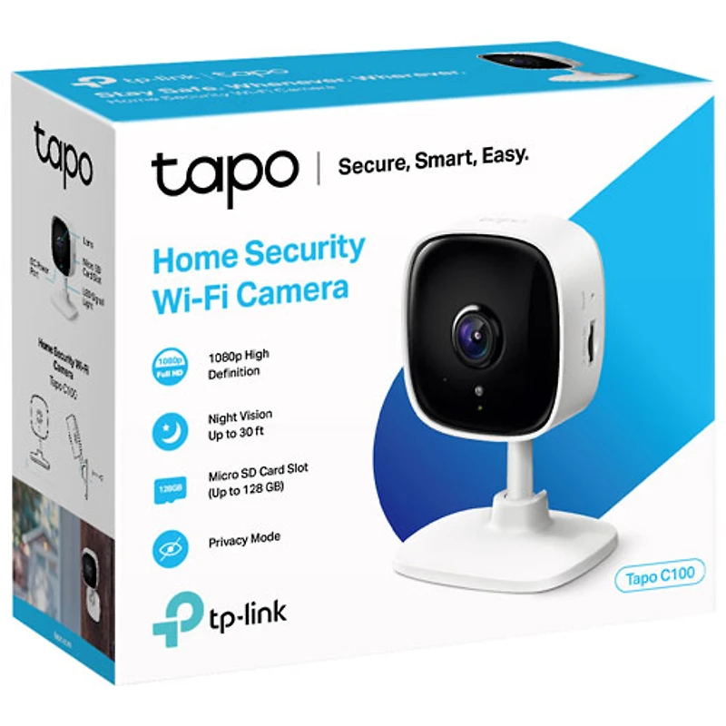 Caméra de surveillance intérieure Wi-Fi HD 1080p Tapo C100 de TP-Link - Blanc