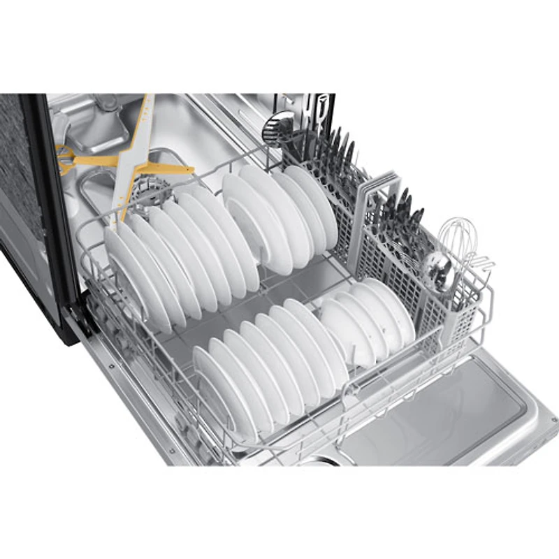 Lave-vaisselle à commandes sur le dessus, StormWash, 3e panier et porte à ouverture automatique de 24 po 42 dB de Samsung (DW80B7070US/AC) - Acier inoxydable