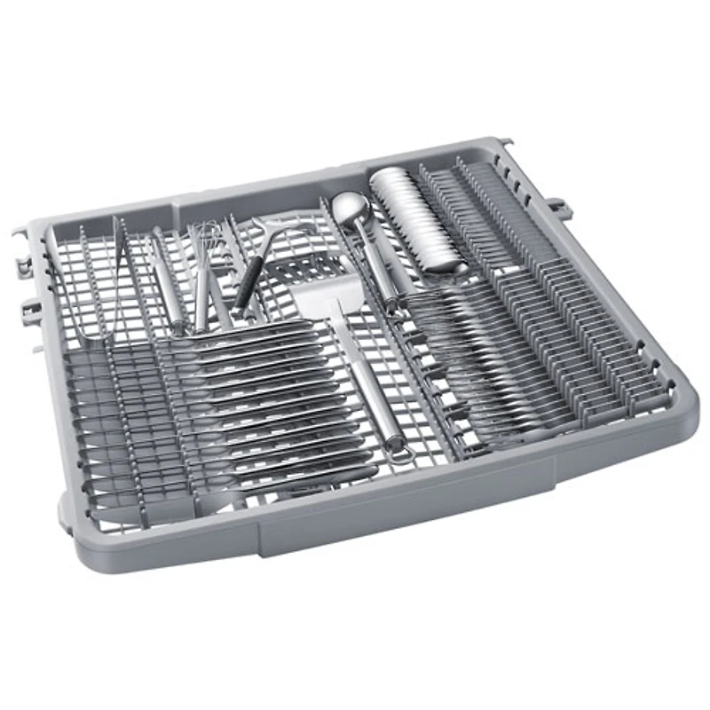 Lave-vaisselle à commandes sur le dessus, StormWash, 3e panier et porte à ouverture automatique de 24 po 42 dB de Samsung (DW80B7070US/AC) - Acier inoxydable