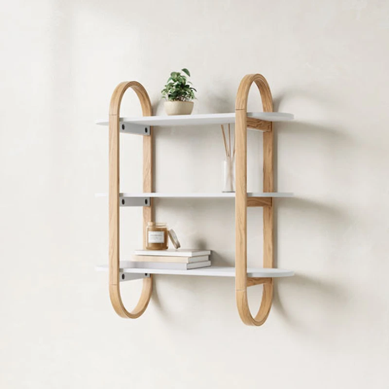 Umbra Bellwood 30" 3-Shelf Wall Shelf - White/Walnut