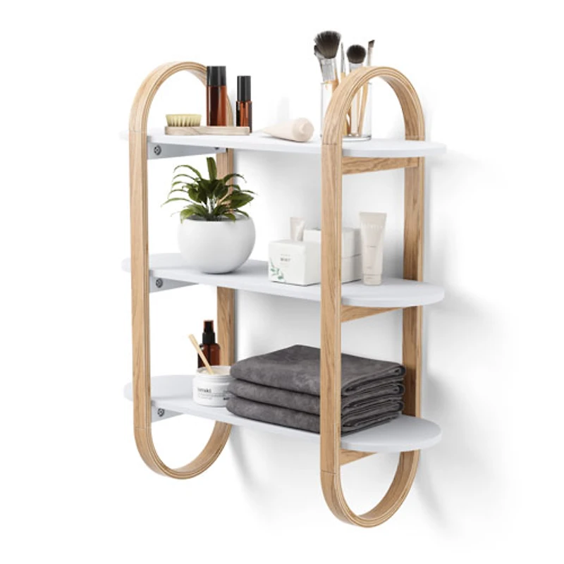 Umbra Bellwood 30" 3-Shelf Wall Shelf - White/Walnut