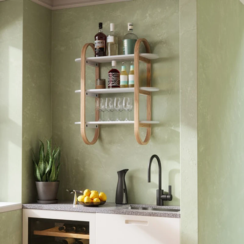 Umbra Bellwood 30" 3-Shelf Wall Shelf - White/Walnut