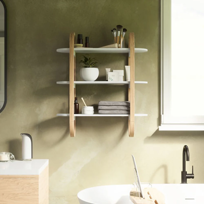 Umbra Bellwood 30" 3-Shelf Wall Shelf - White/Walnut