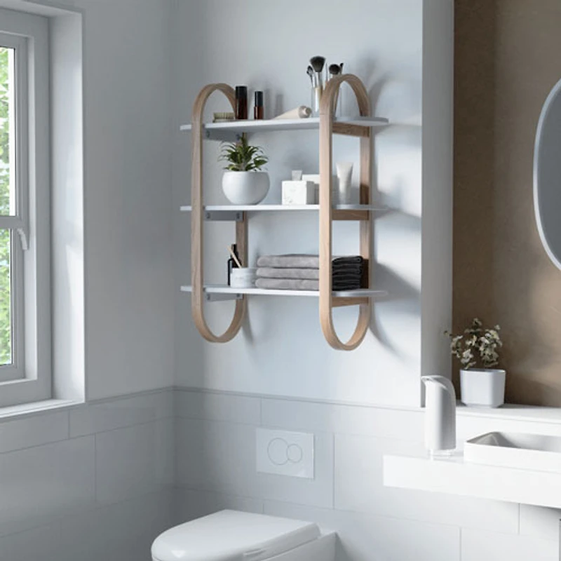 Umbra Bellwood 30" 3-Shelf Wall Shelf - White/Walnut