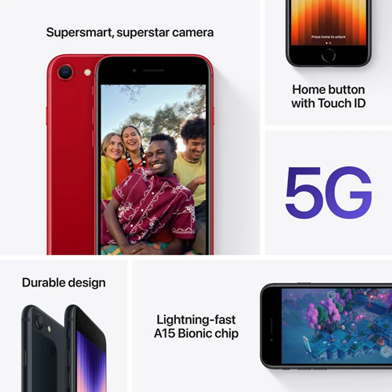 iPhone SE de 64 Go d'Apple (3e gén) offert par Bell - Comète - Financement mensuel