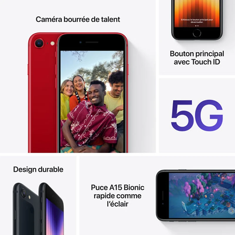 iPhone SE de 64 Go d'Apple (3e gén) offert par Bell - Comète - Financement mensuel