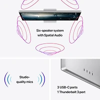 Moniteur inclinable écran Retina 5K verre standard 27 po Studio Display d'Apple (MYJG3VC/A)-Argenté