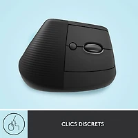 Souris ergonomique sans fil verticale de 4000 ppp Lift de Logitech - Graphite