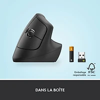 Souris ergonomique sans fil verticale de 4000 ppp Lift de Logitech - Graphite