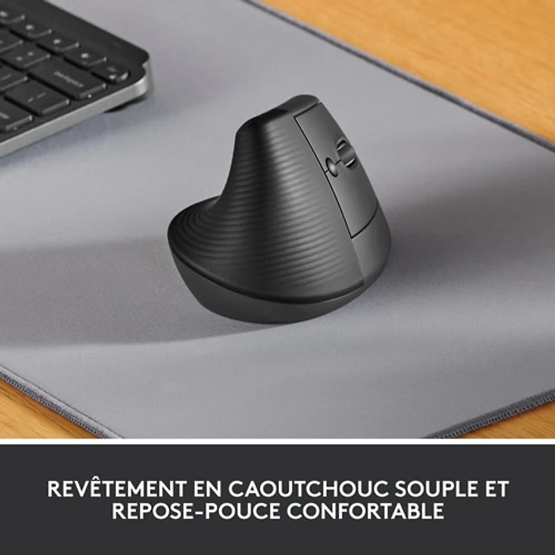 Souris ergonomique sans fil verticale de 4000 ppp Lift de Logitech - Graphite