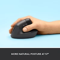 Souris ergonomique sans fil verticale de 4000 ppp Lift de Logitech - Graphite