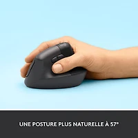 Souris ergonomique sans fil verticale de 4000 ppp Lift de Logitech - Graphite