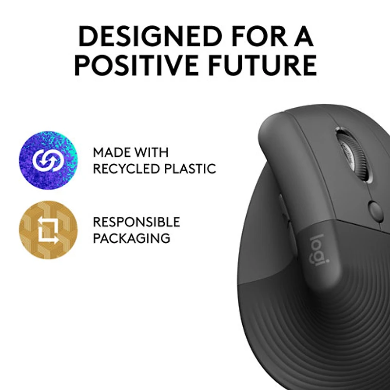 Souris ergonomique sans fil verticale de 4000 ppp Lift de Logitech - Graphite