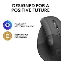 Souris ergonomique sans fil verticale de 4000 ppp Lift de Logitech - Graphite