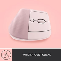 Souris ergonomique sans fil verticale de 4000 ppp Lift de Logitech - Rose