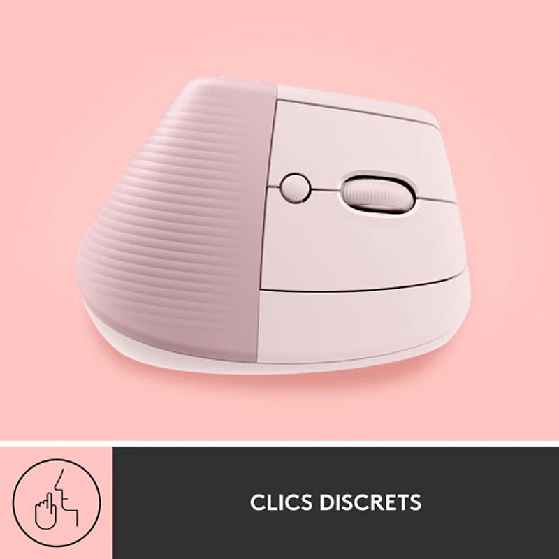 Souris ergonomique sans fil verticale de 4000 ppp Lift de Logitech - Rose