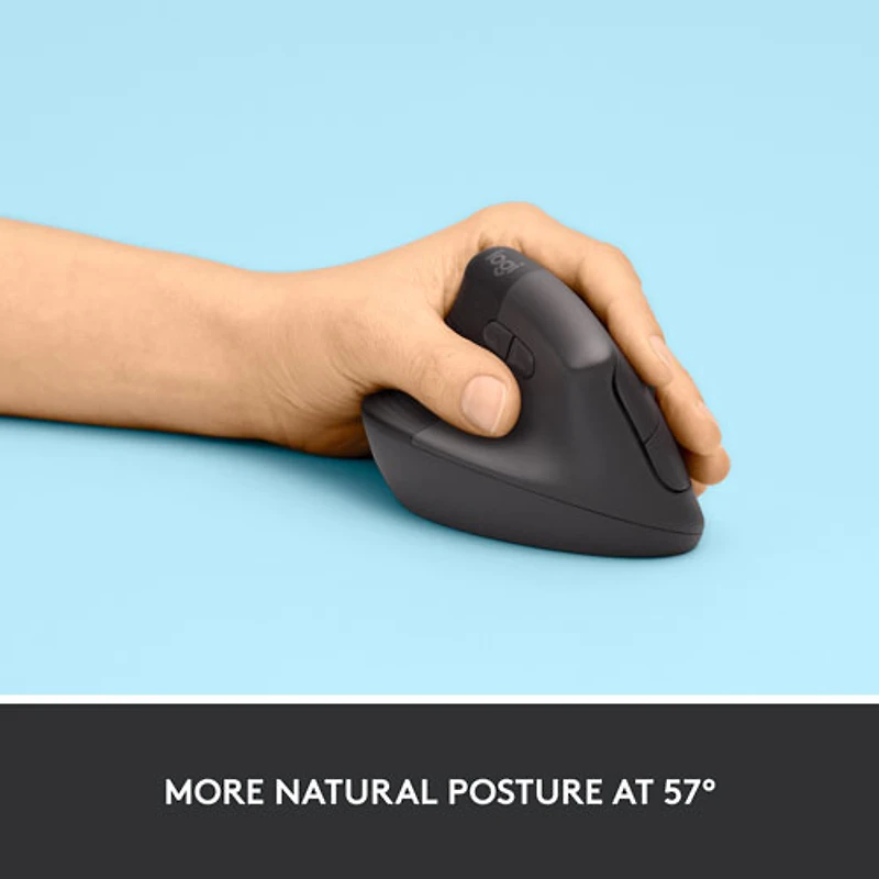 Souris ergonomique sans fil verticale pour gauchers de 4000 ppp Lift de Logitech - Graphite
