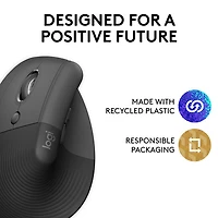 Souris ergonomique sans fil verticale pour gauchers de 4000 ppp Lift de Logitech - Graphite