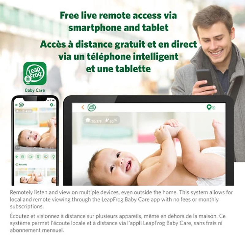 Interphone de surveillance vidéo Wi-Fi avec vision nocturne en couleur et zoom/pivot/inclinaison de LeapFrog (LF1911)