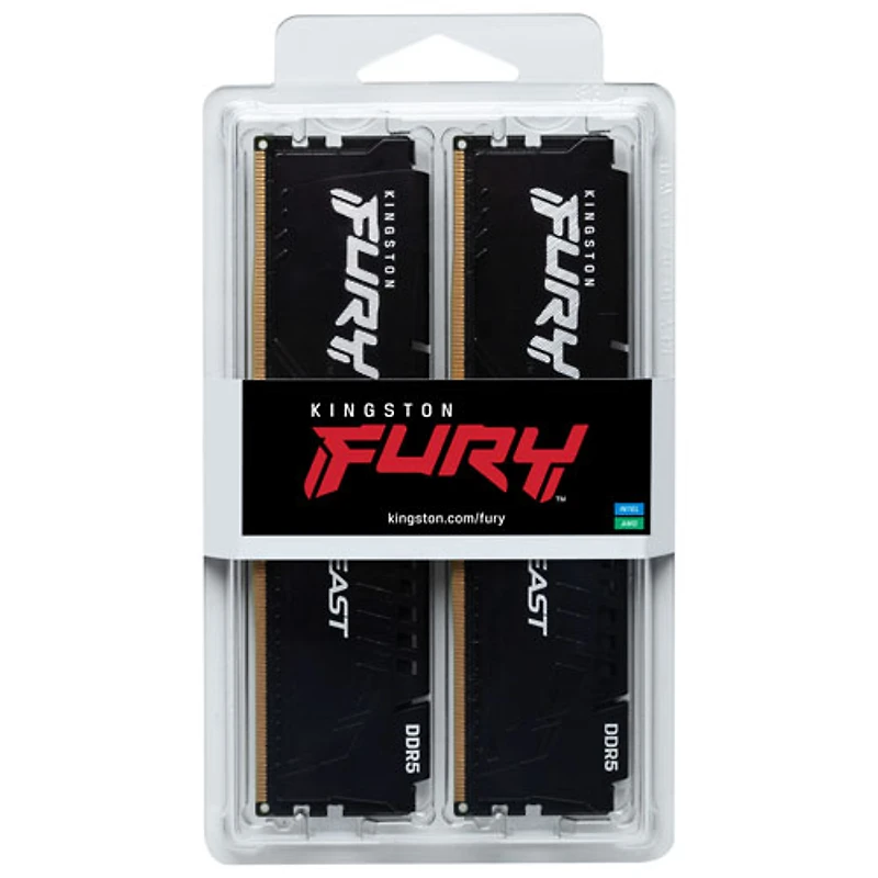 Mémoire DDR5 6000 MHz de 32 Go (2 x 16 Go) Fury Beast de Kingston pour PC (KF560C40BBK2-32)