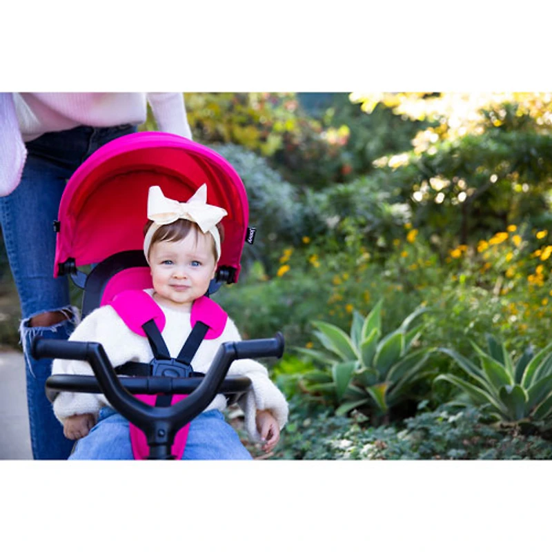 Joovy Tricycoo UL 7.5" Kids Folding Push/Pedal Tricycle - Pink Crush