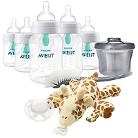 Philips Avent 9 oz./4 oz. Anti-Colic AirFree-Vent Bottle Newborn Gift Set with Snuggle Pacifier Holder - Clear