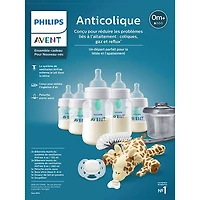 Philips Avent 9 oz./4 oz. Anti-Colic AirFree-Vent Bottle Newborn Gift Set with Snuggle Pacifier Holder - Clear