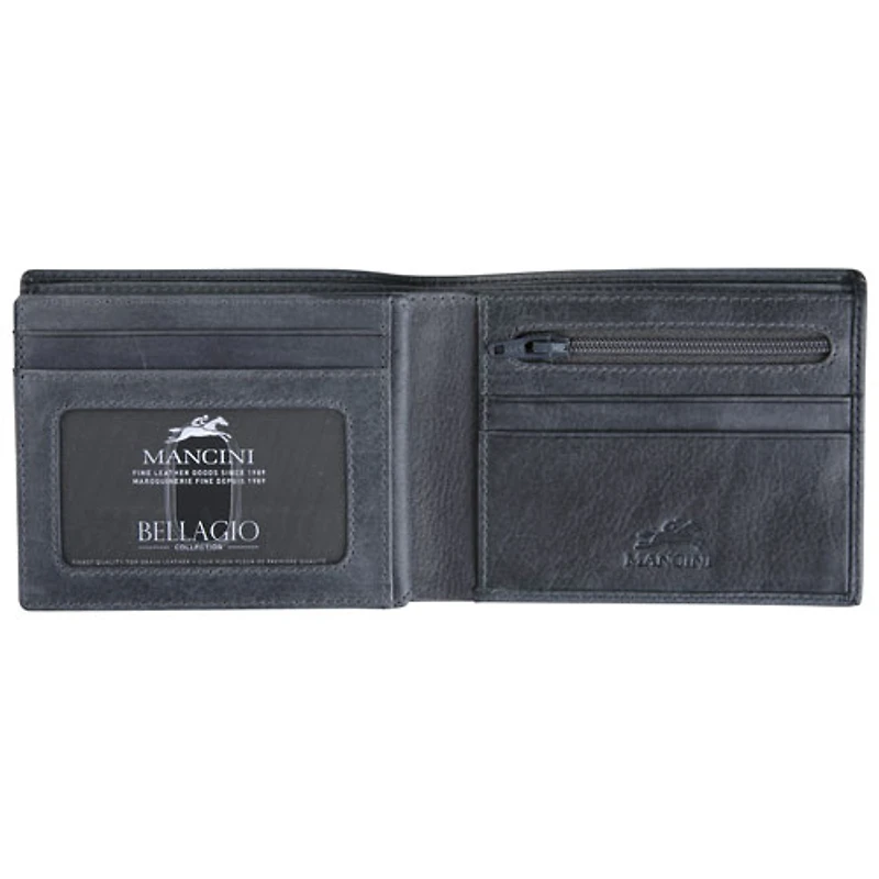 Portefeuille à deux volets en cuir véritable à ailette RFID Bellagio de Mancini - Gris