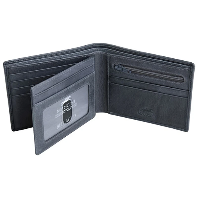 Portefeuille à deux volets en cuir véritable à ailette RFID Bellagio de Mancini - Gris
